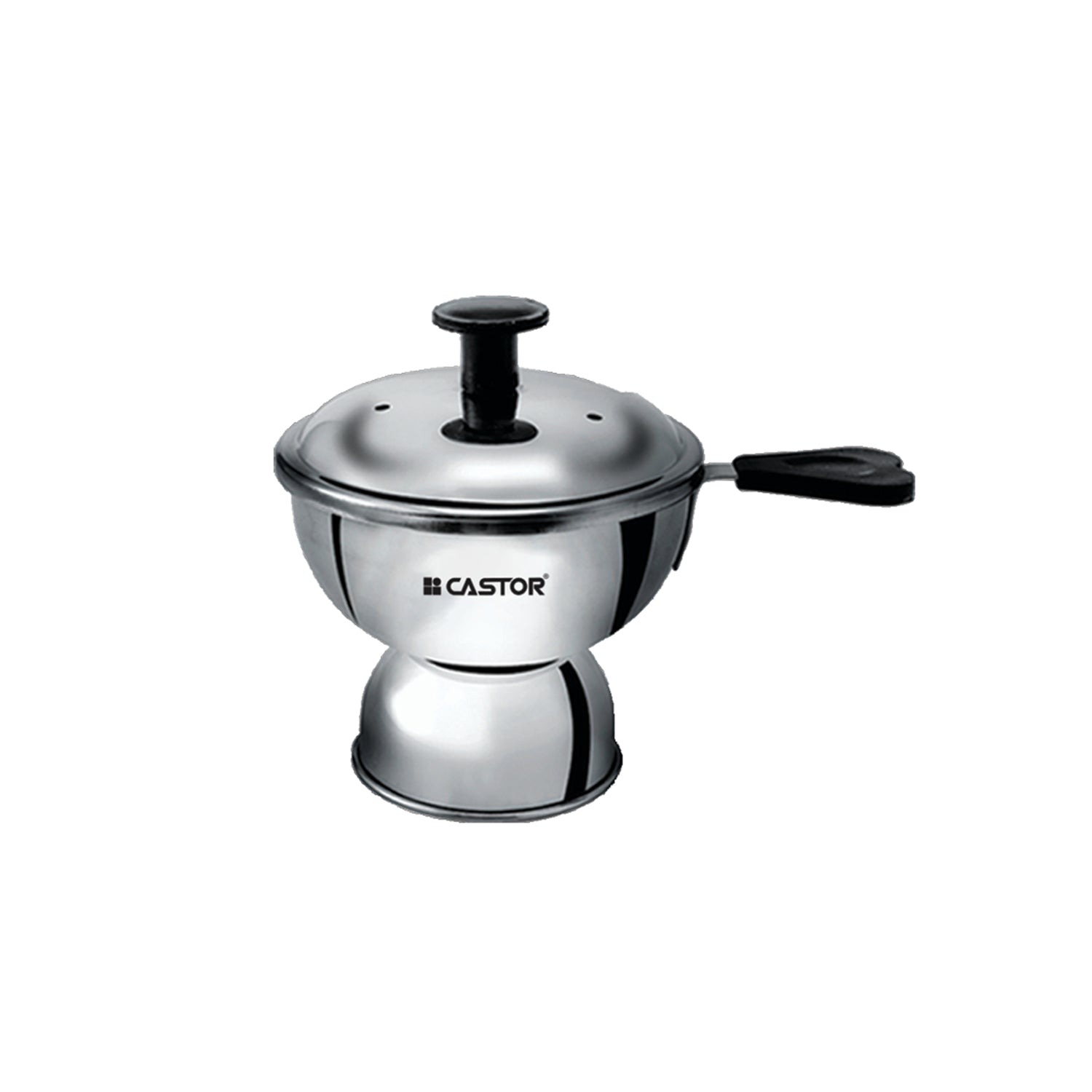 CASTOR Steel Chiratta Puttumaker, Stainless-Steel Body, Stay Cool Bakelite Handle