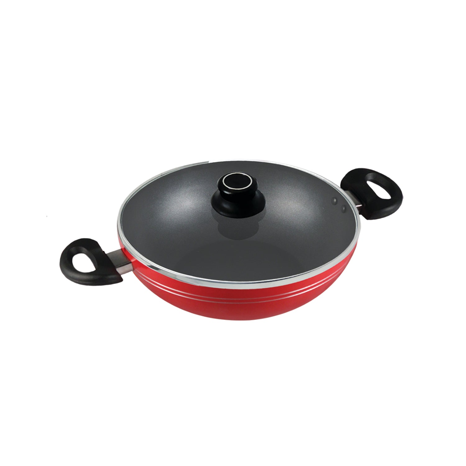 CASTOR CT-K28 Non-Stick Kadai 28cm, 3 Layer Durable Non-Stick Interior, Heat Resistant Bakelite Handle, Induction Friendly (Black)