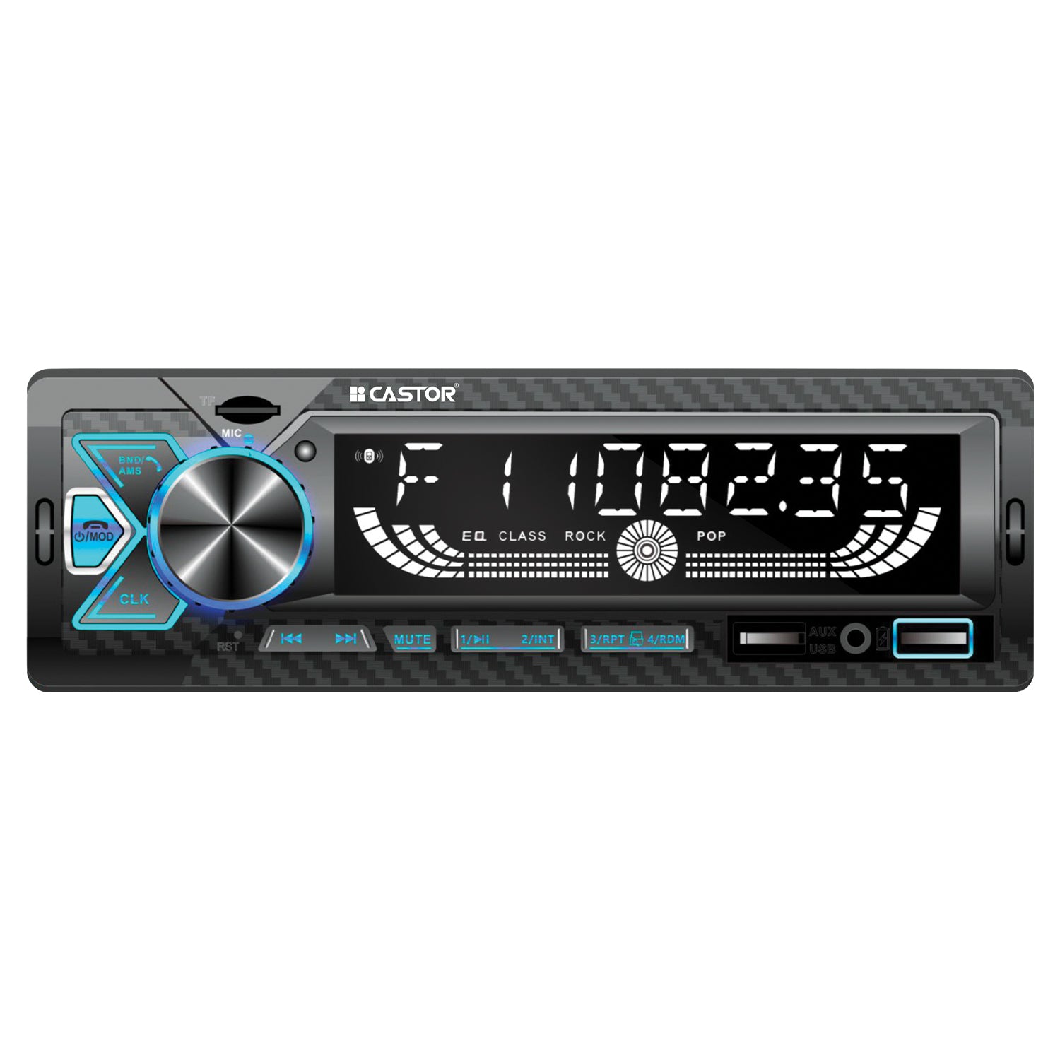 CASTOR CT CRP065 Car Audio Player, FM/MP3/AUX/Bluetooth, Digital LCD Display, 18 Preset FM Stations, Remote Control, ESP Protection (Black)
