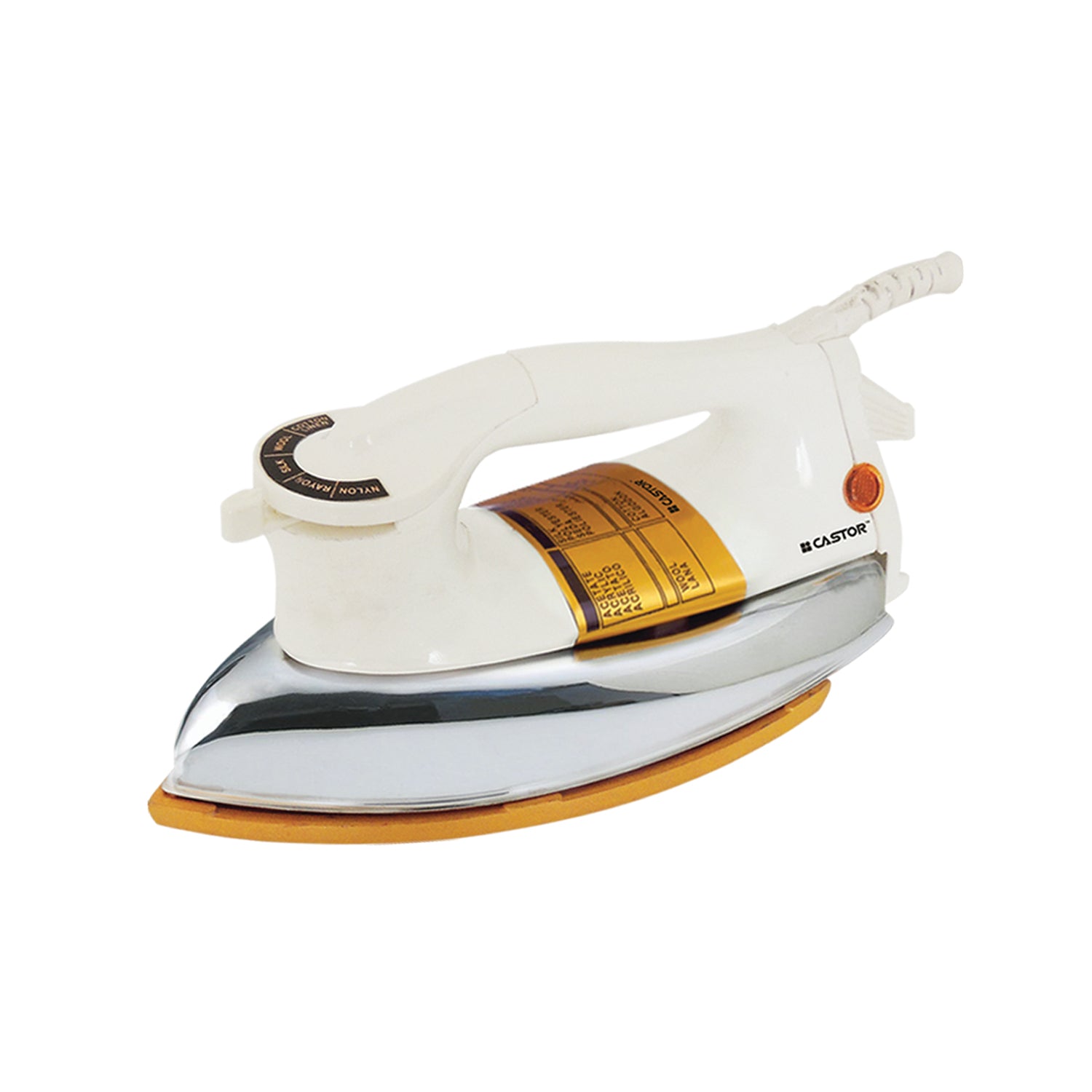 CASTOR CT CRUZE Heavy Weight Dry Iron 1000W with Chrome Plated Metal Body, Multiple Temperature Levels, Thermal Fuse Safety Device