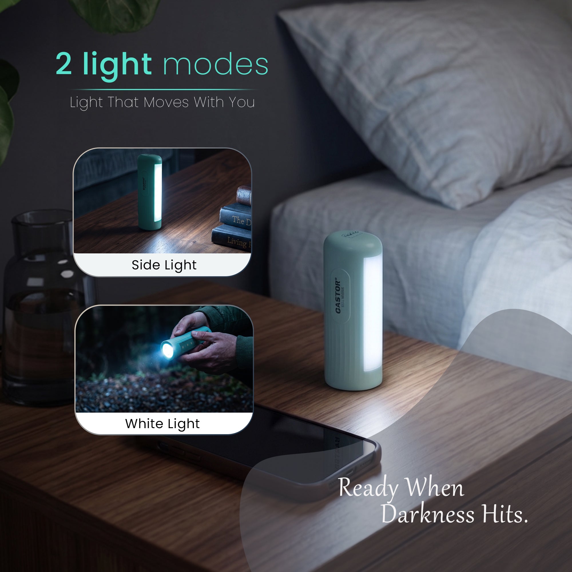 CASTOR CT EL 5401SL LED Hand Lamp, 2 Light Modes, Type C Charging, High Visibility, Indoor/Outdoor Use, Sleek Design