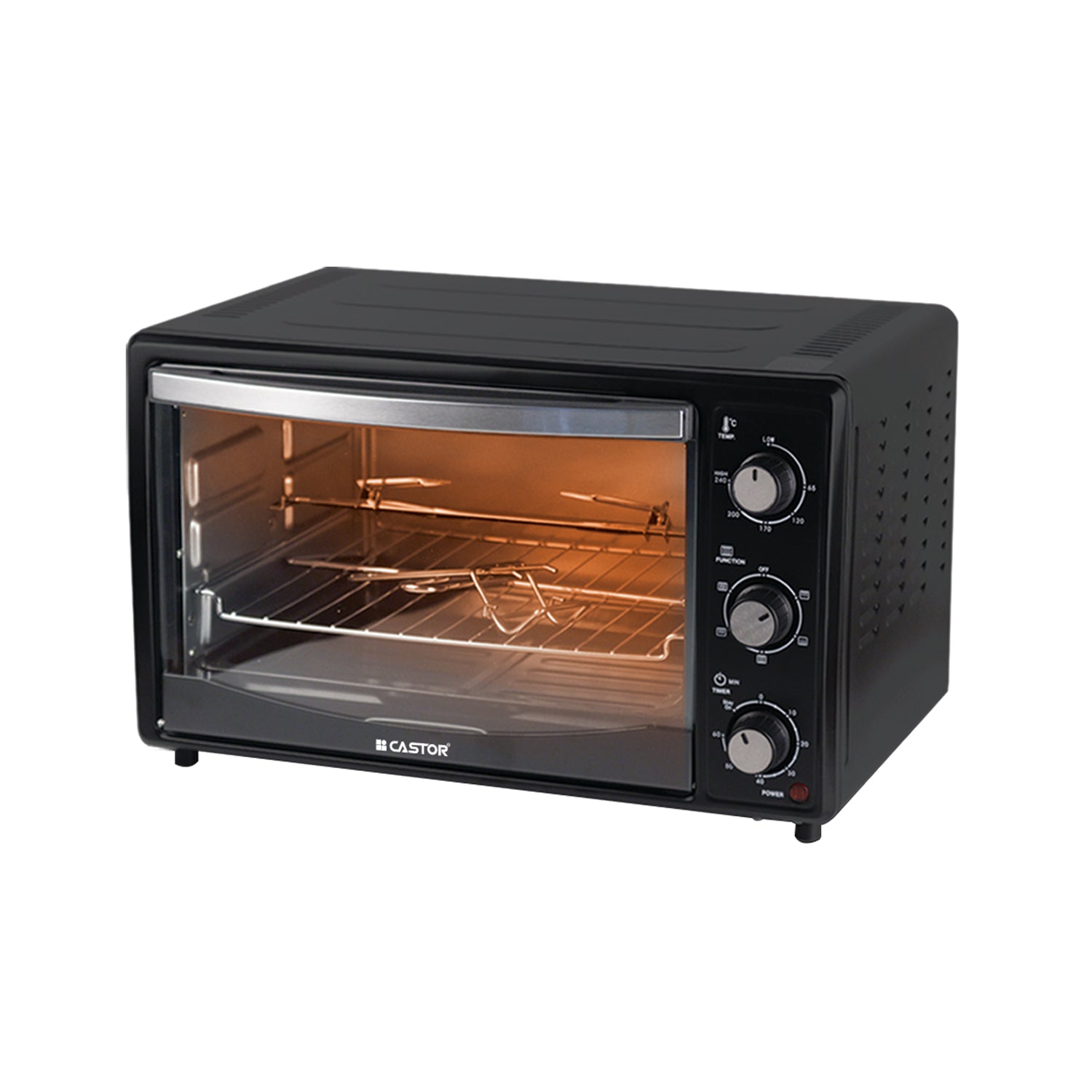 CASTOR CT EO19LG Electric Oven 19 Litre 1500W with Full Black Housing, 60 Minute Timer