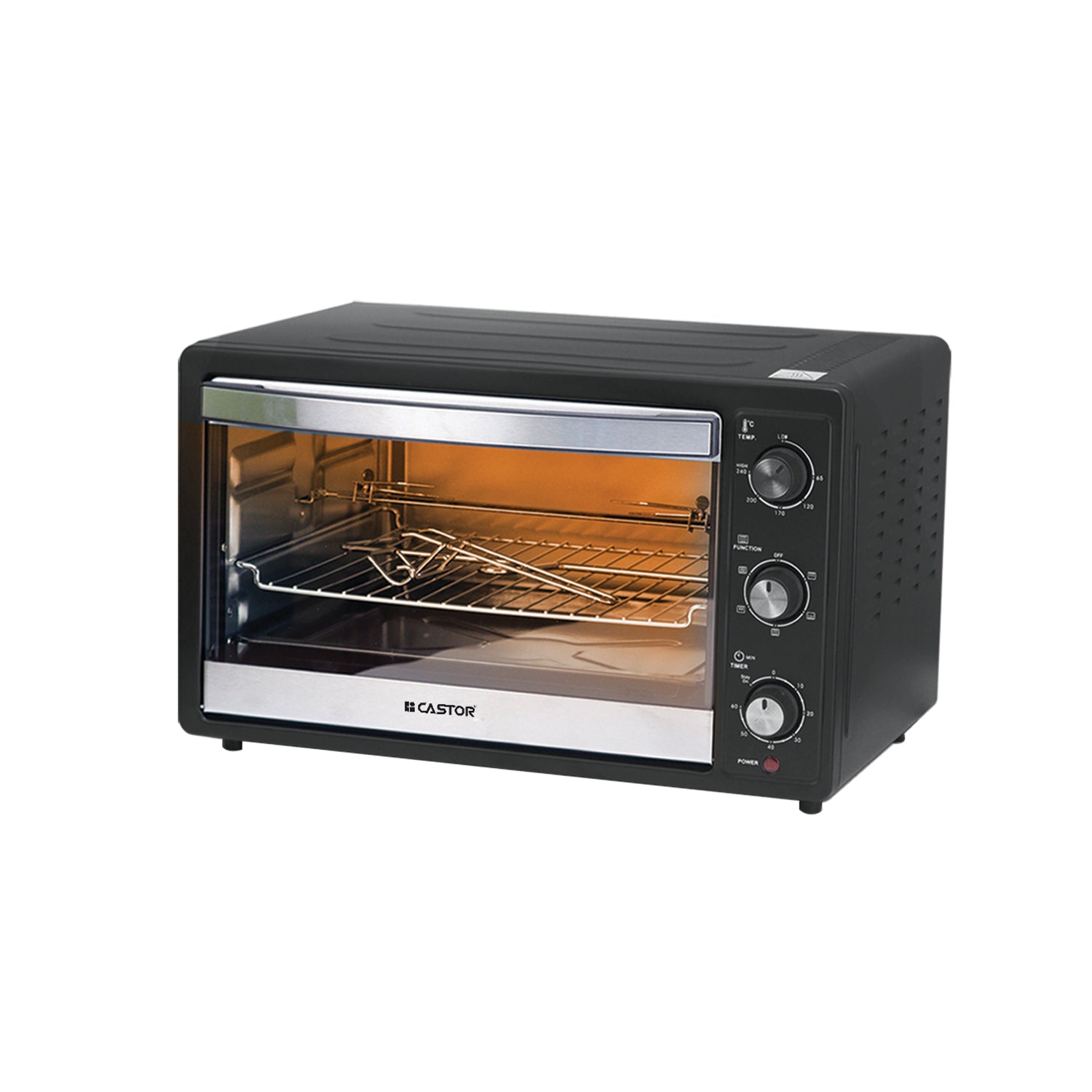 CASTOR CT EO300GDLX Electric Oven 30 Litre 1600W with Rotisserie Function, Convection Fan, Inner Lamp, 60 Minute Timer