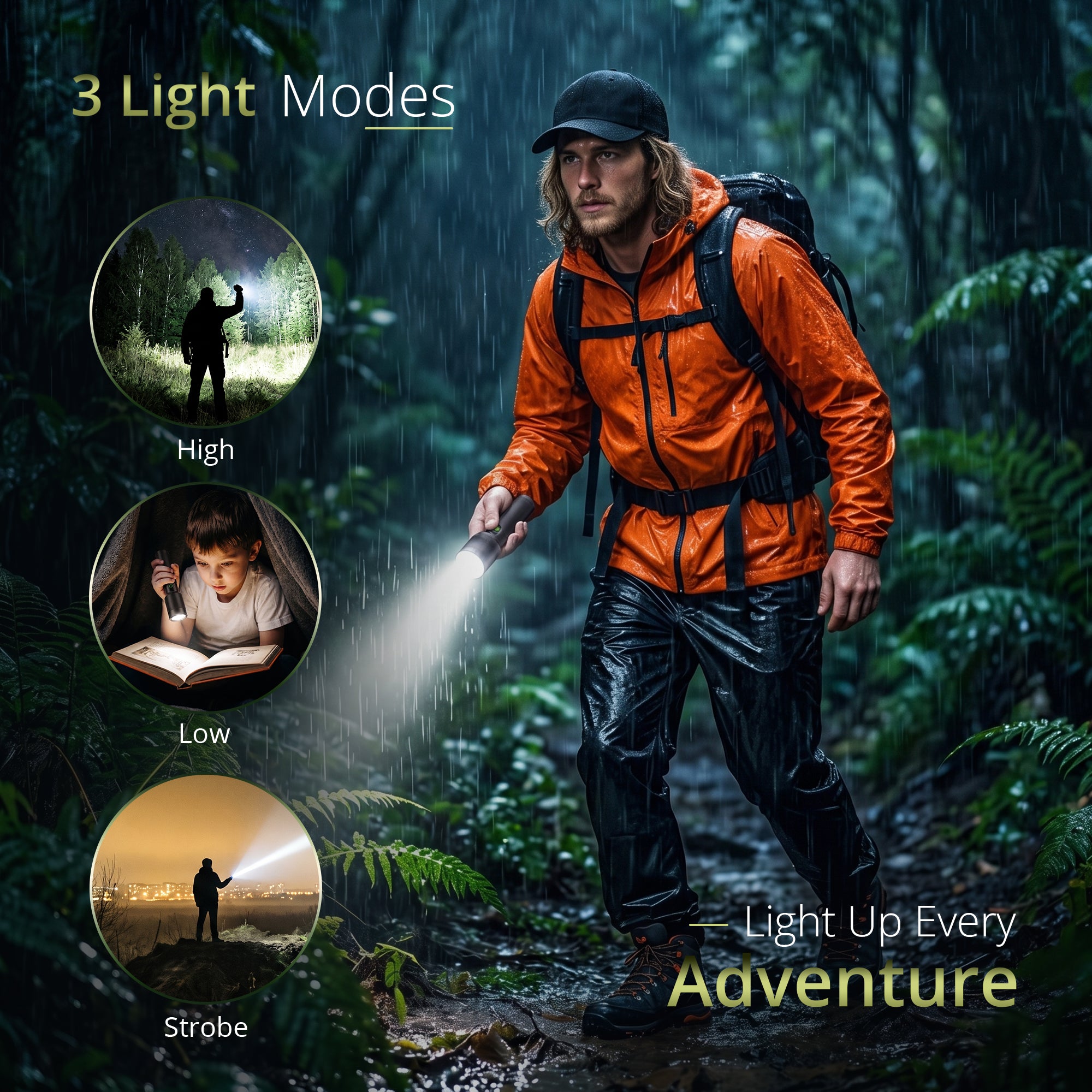IBELL Castor FL8790S Rechargeable 6000 mAh LED Flashlight, Portable Torch with Digital Display, Type C Charging, Adjustable Focus, Compact Design for Home, Outdoor, Camping & Emergency Use (Black)