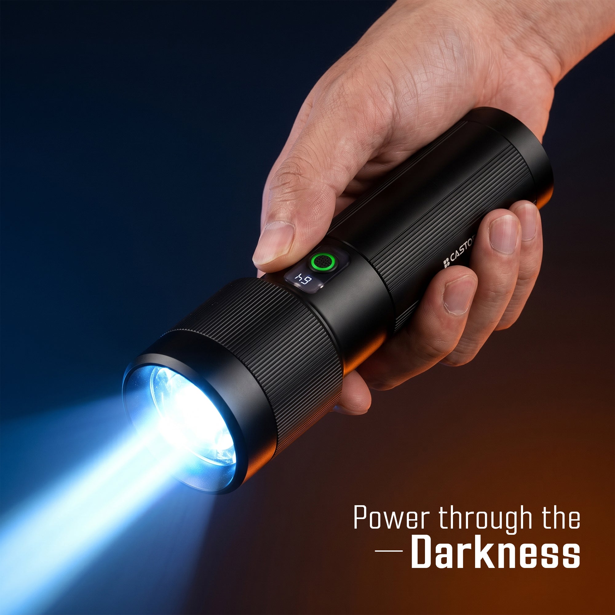 IBELL Castor FL8790S Rechargeable 6000 mAh LED Flashlight, Portable Torch with Digital Display, Type C Charging, Adjustable Focus, Compact Design for Home, Outdoor, Camping & Emergency Use (Black)