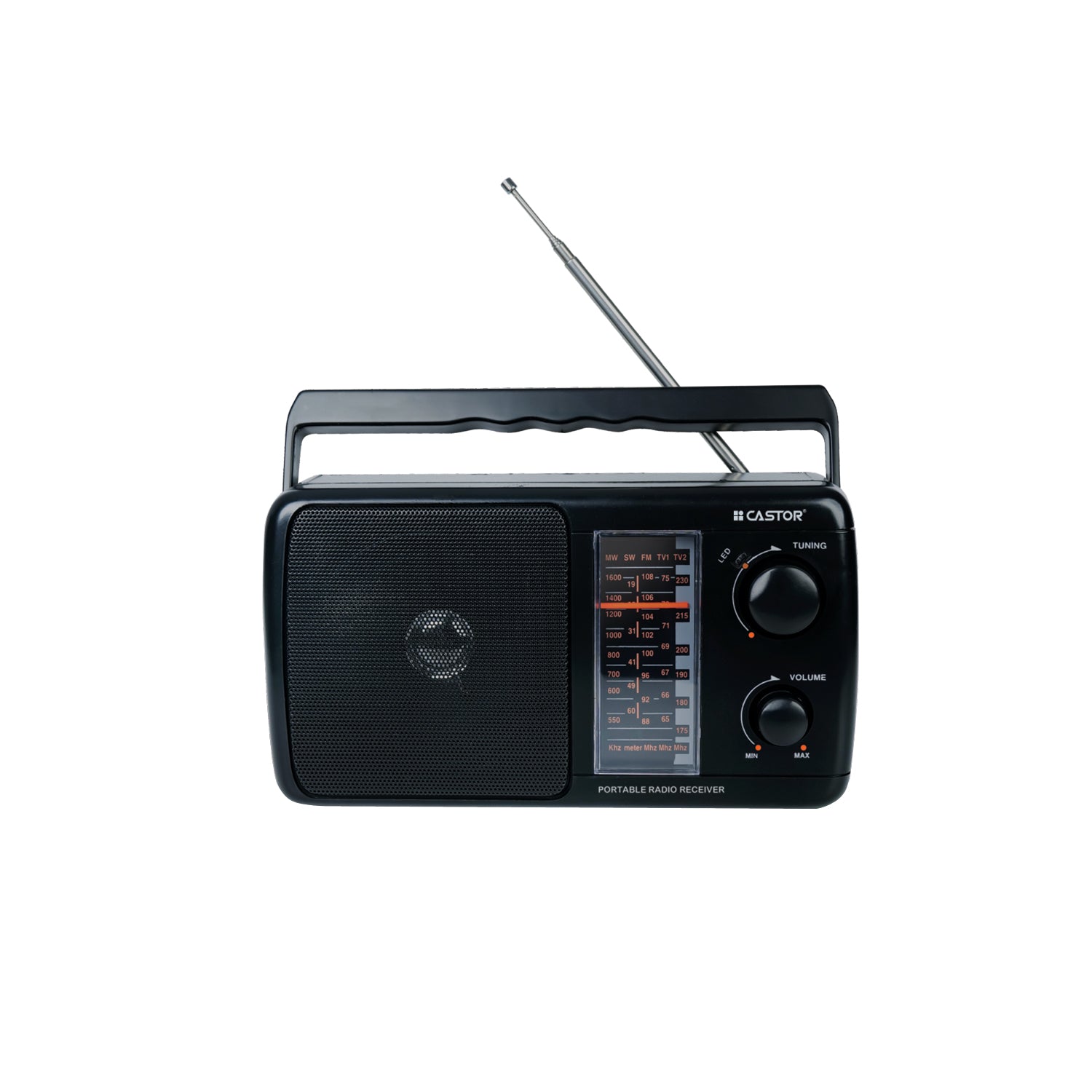 CASTOR CT FM 1020 5 Band Radio, FM/MW/SW/TV1/TV2, High Sensitive Receiver, Built-in Dynamic Speaker, Telescopic Antenna (Black)