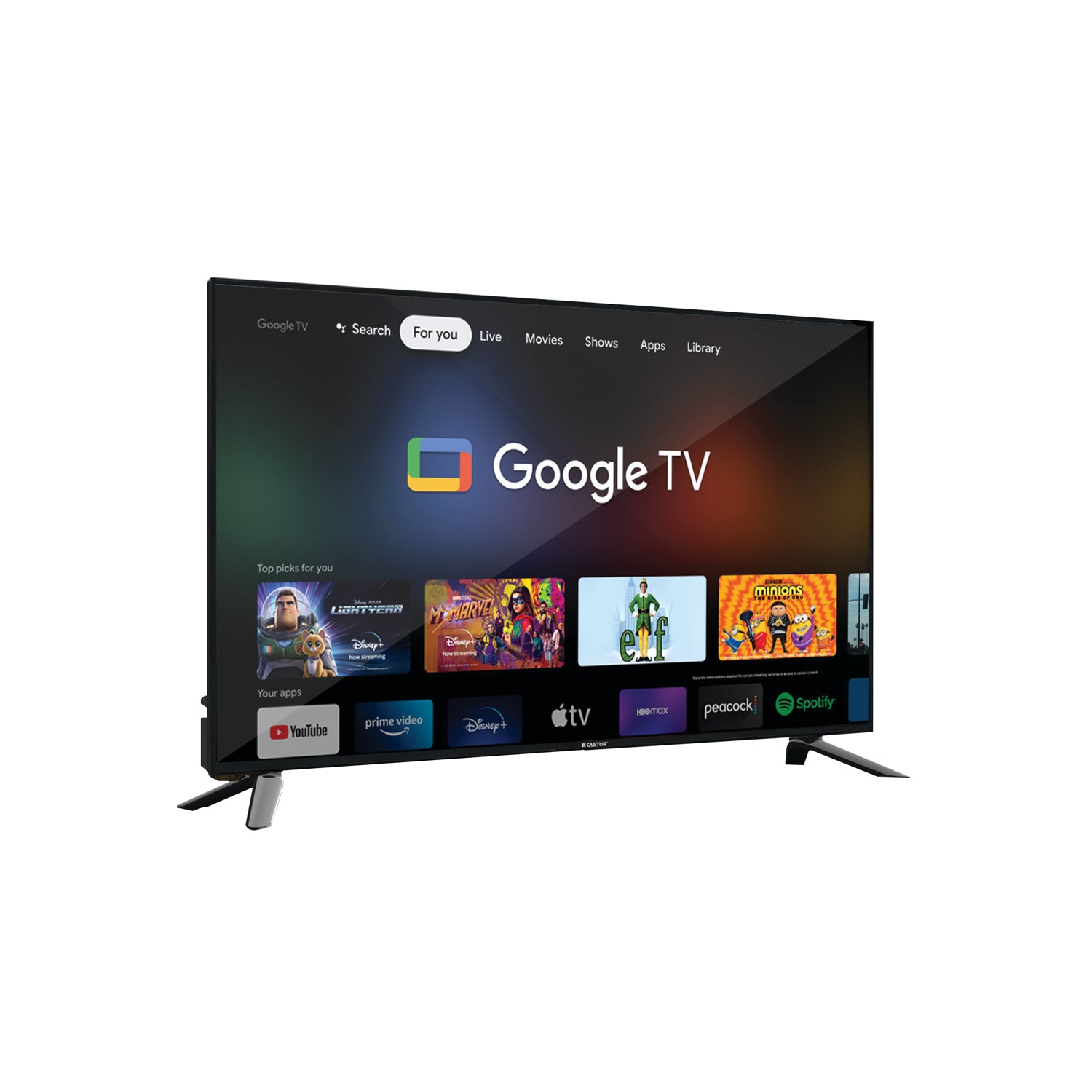 CASTOR CT GTV43E 43 Inch Google QLED TV (109cm) Full HD, Google TV OS, Dolby Atmos, Netflix, Prime Video, Chromecast Built-in, 4 Year Warranty (Black)