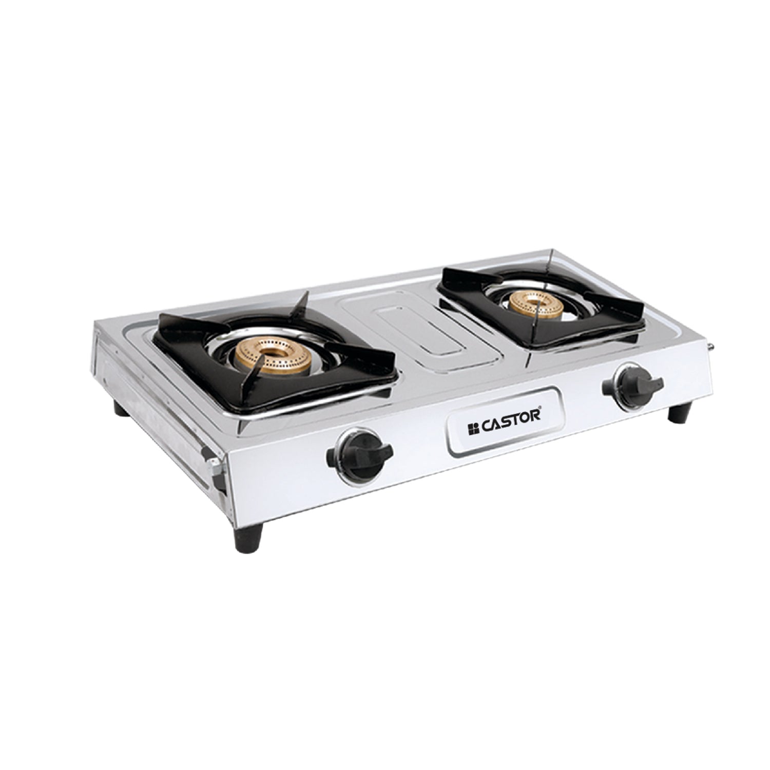 CASTOR CT SS GS02B MINI19 2 Burner Stainless Steel Gas Stove, Anti-Rust Body, Brass Burner, Low Gas Consumption