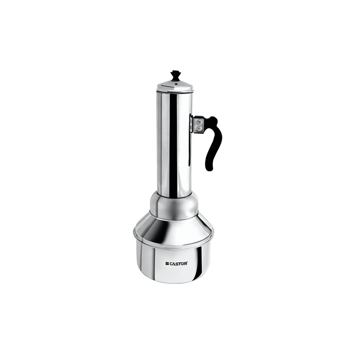CASTOR Steel Puttu Kudam, Stainless-Steel Body, Stay Cool Bakelite Handle, Mirror Finish
